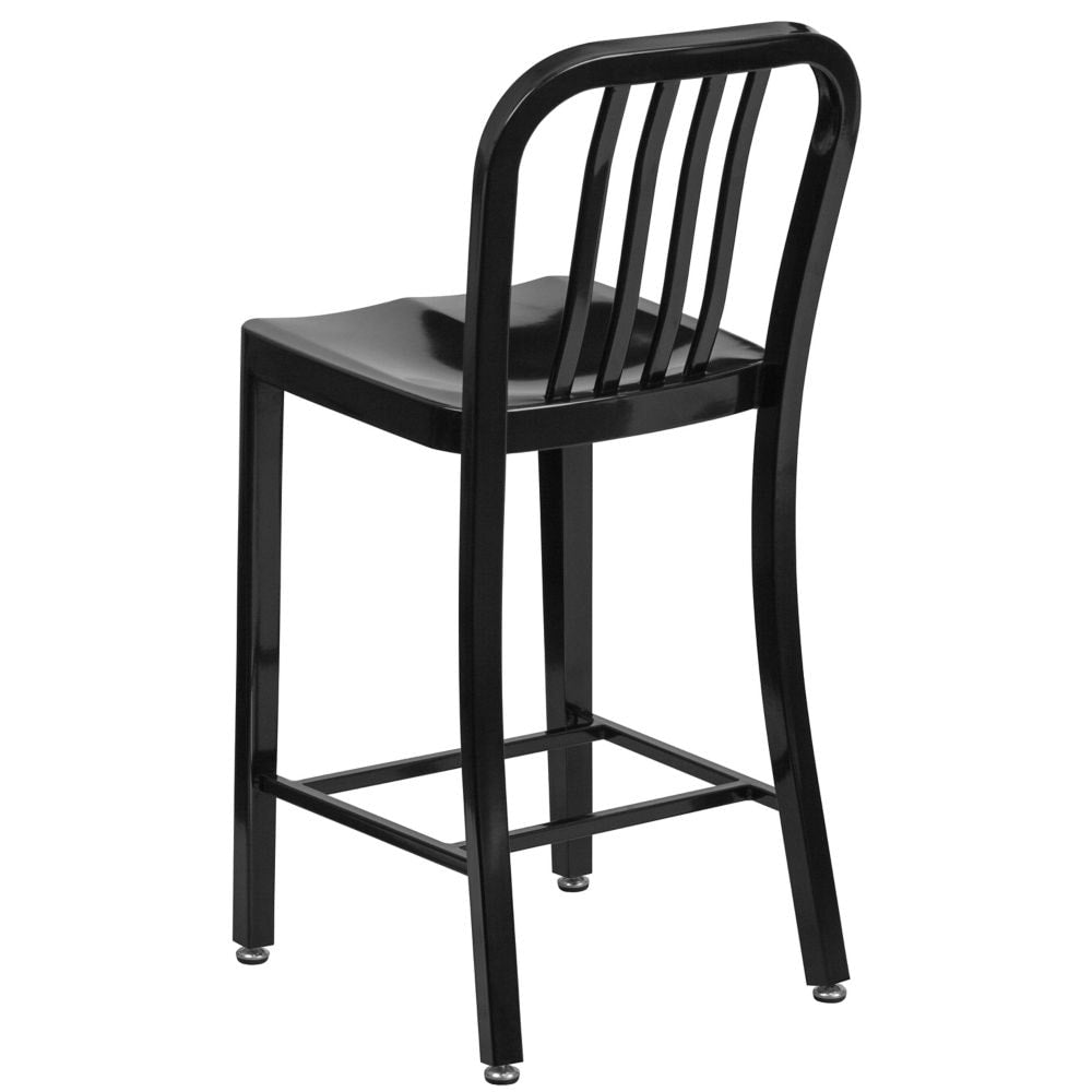 24" Black Metal Outdoor Stool
