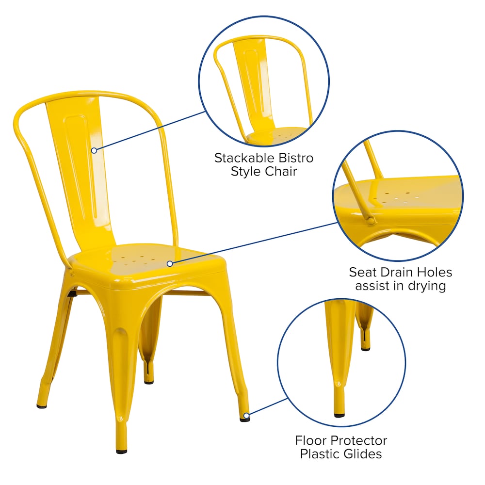 Chaise en métal jaune