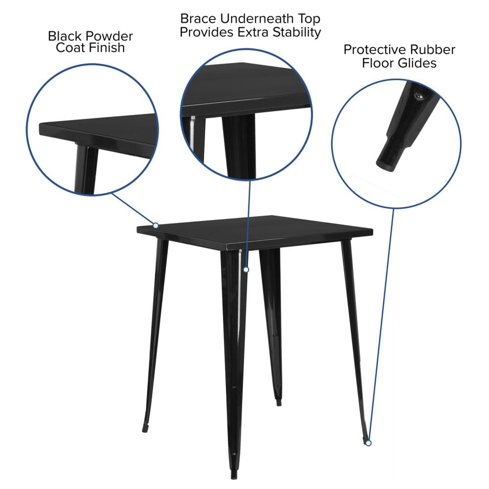 31.5SQ Black Metal Bar Table