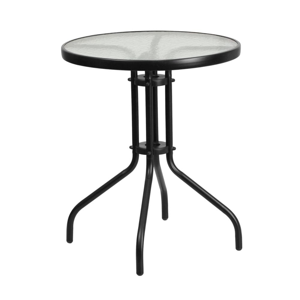 23.75RD Glass Blk Patio Table