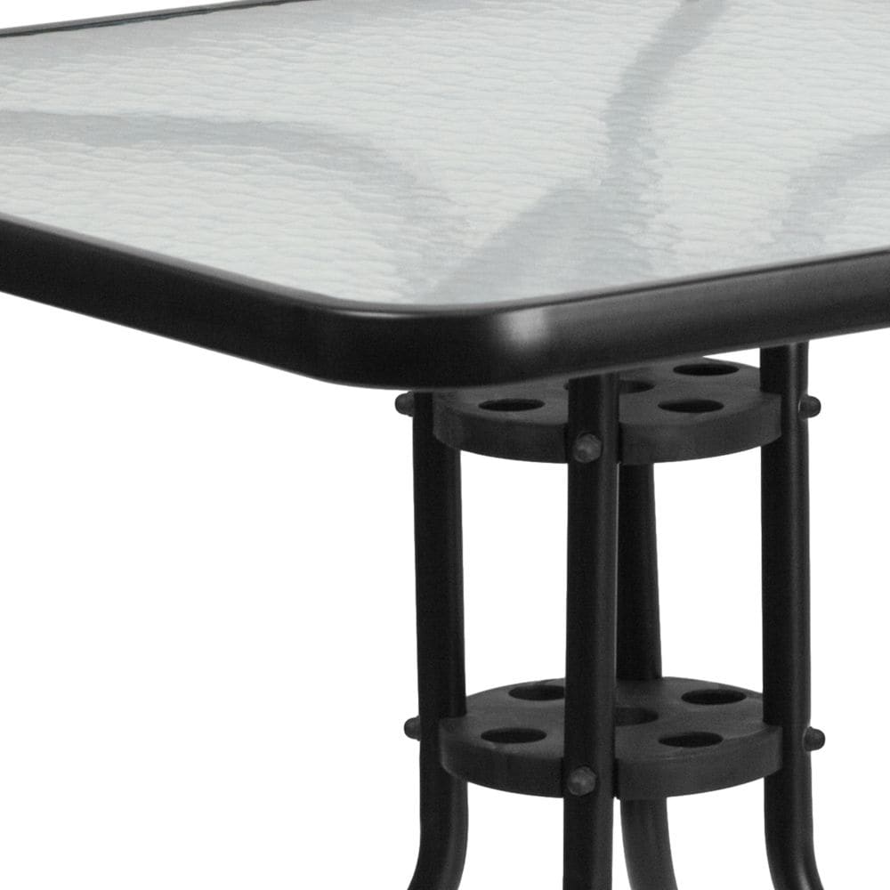 31.5SQ Glass Black Patio Table