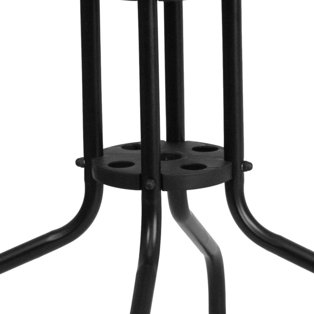 28SQ Glass Table-BLK Rattan