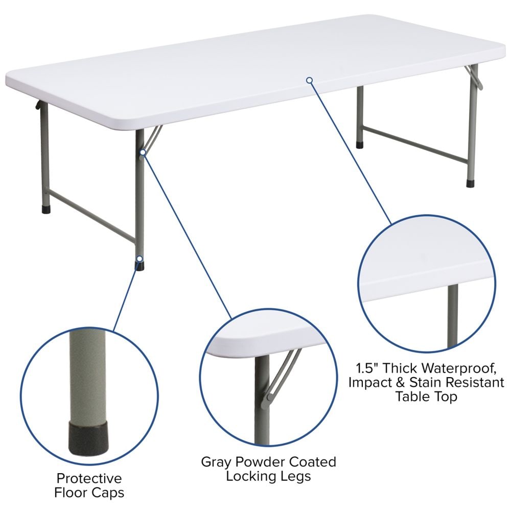 30x60 White Plastic Fold Table