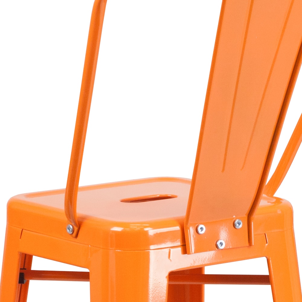 30" Orange Metal Outdoor Stool