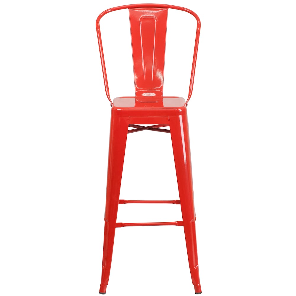 30" Red Metal Outdoor Stool