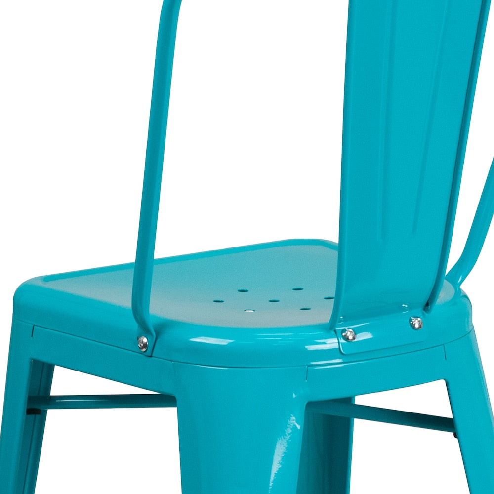 24" Teal Metal Outdoor Stool