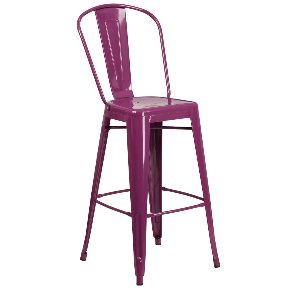 30" Purp Metal Outdoor Stool