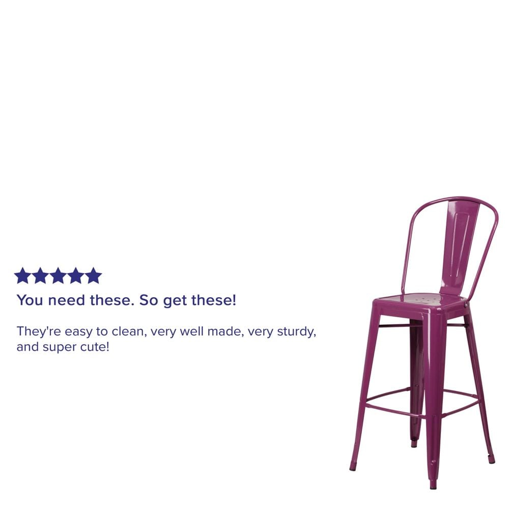 30" Purp Metal Outdoor Stool