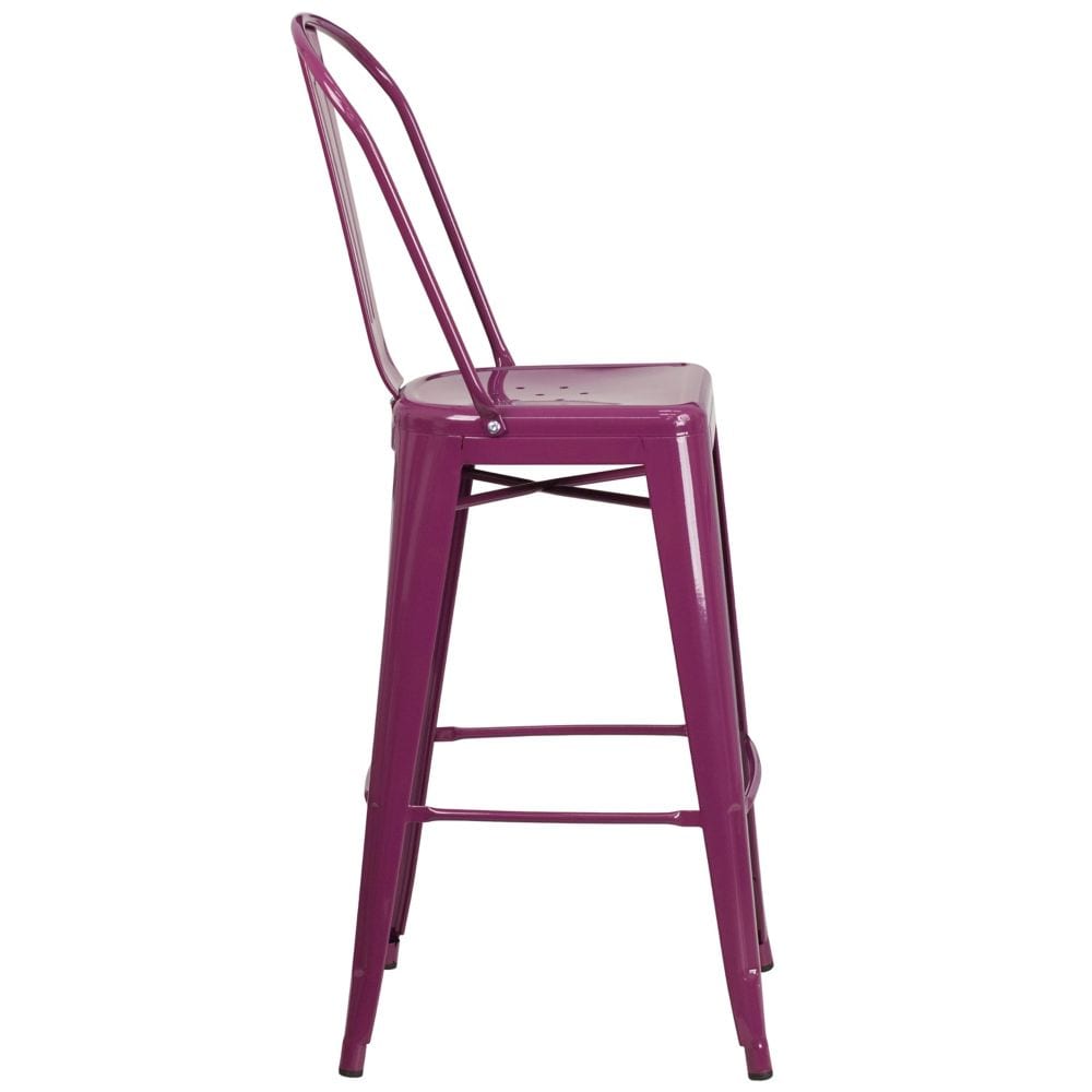 30" Purp Metal Outdoor Stool