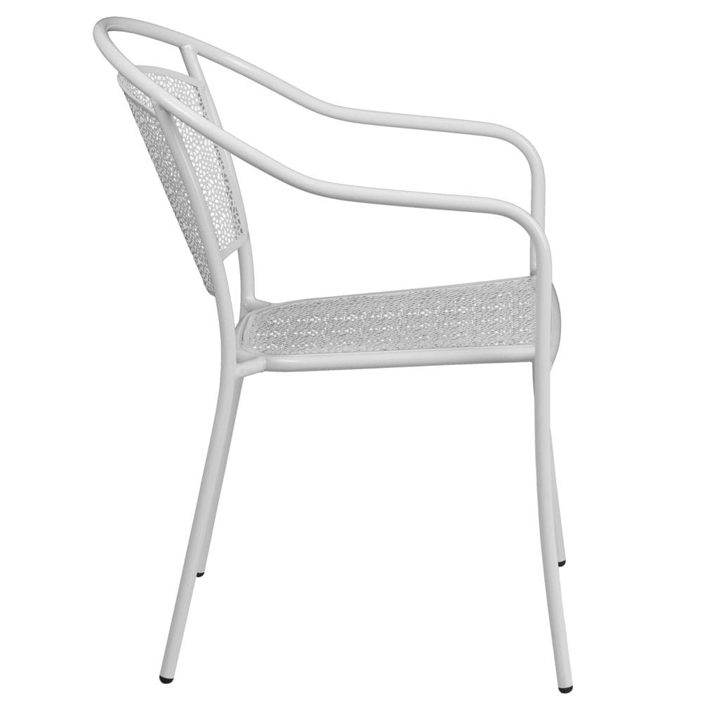 Chaise de patio blanche à dossier rond