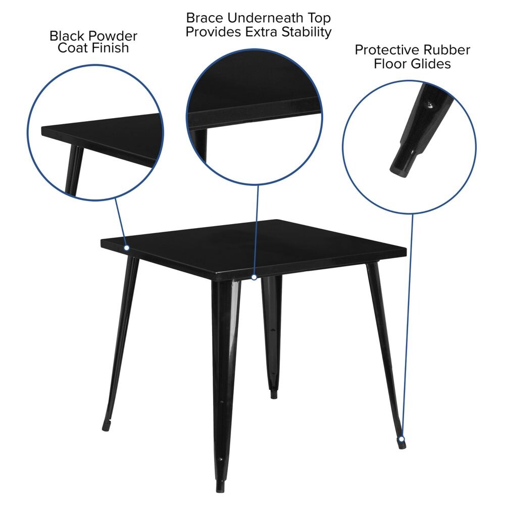 31.75 Square Black Metal Table