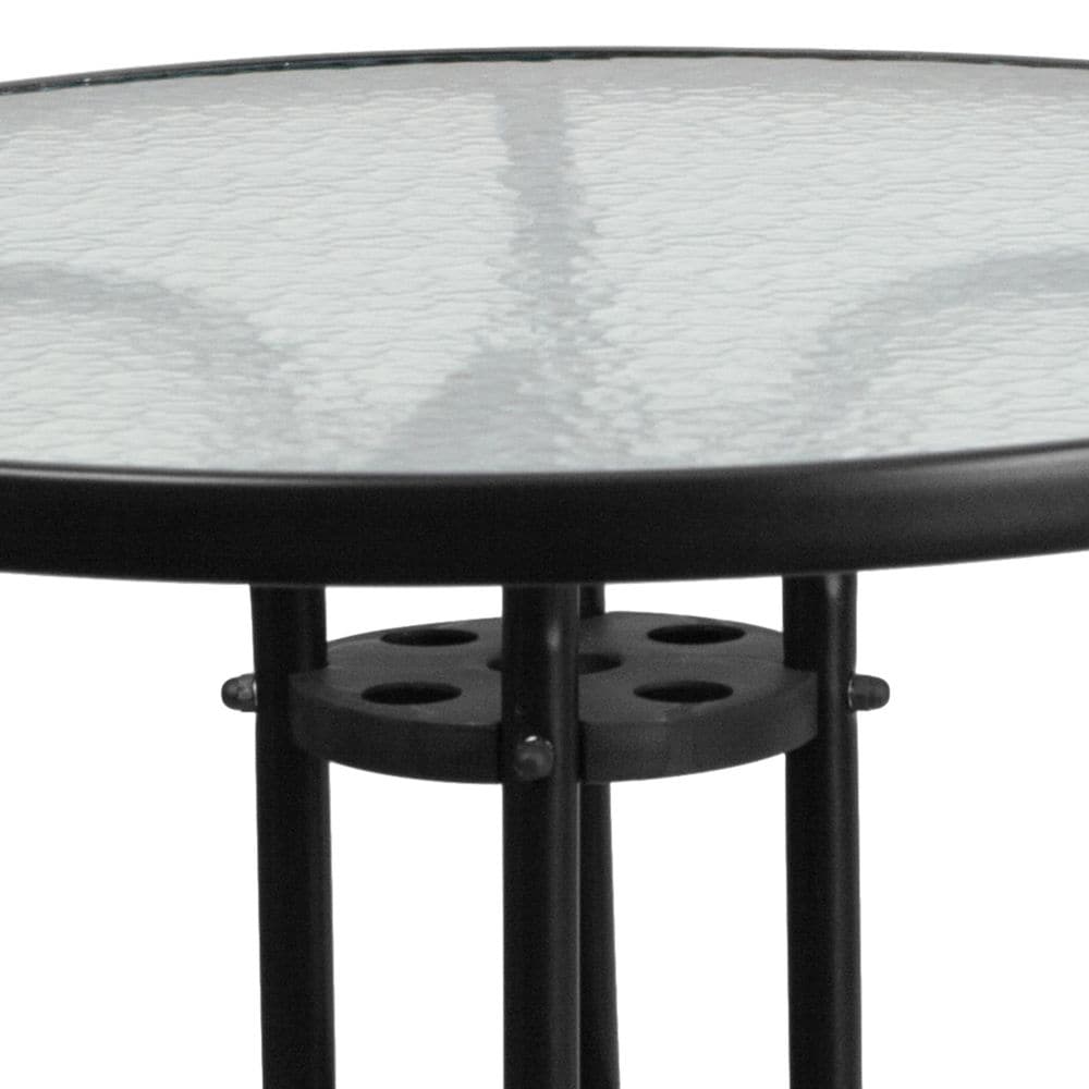 31.5RD Glass Black Patio Table