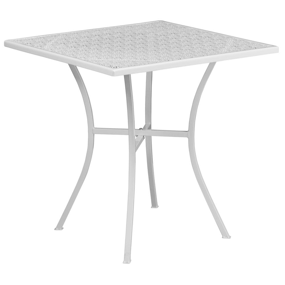 28SQ White Patio Table
