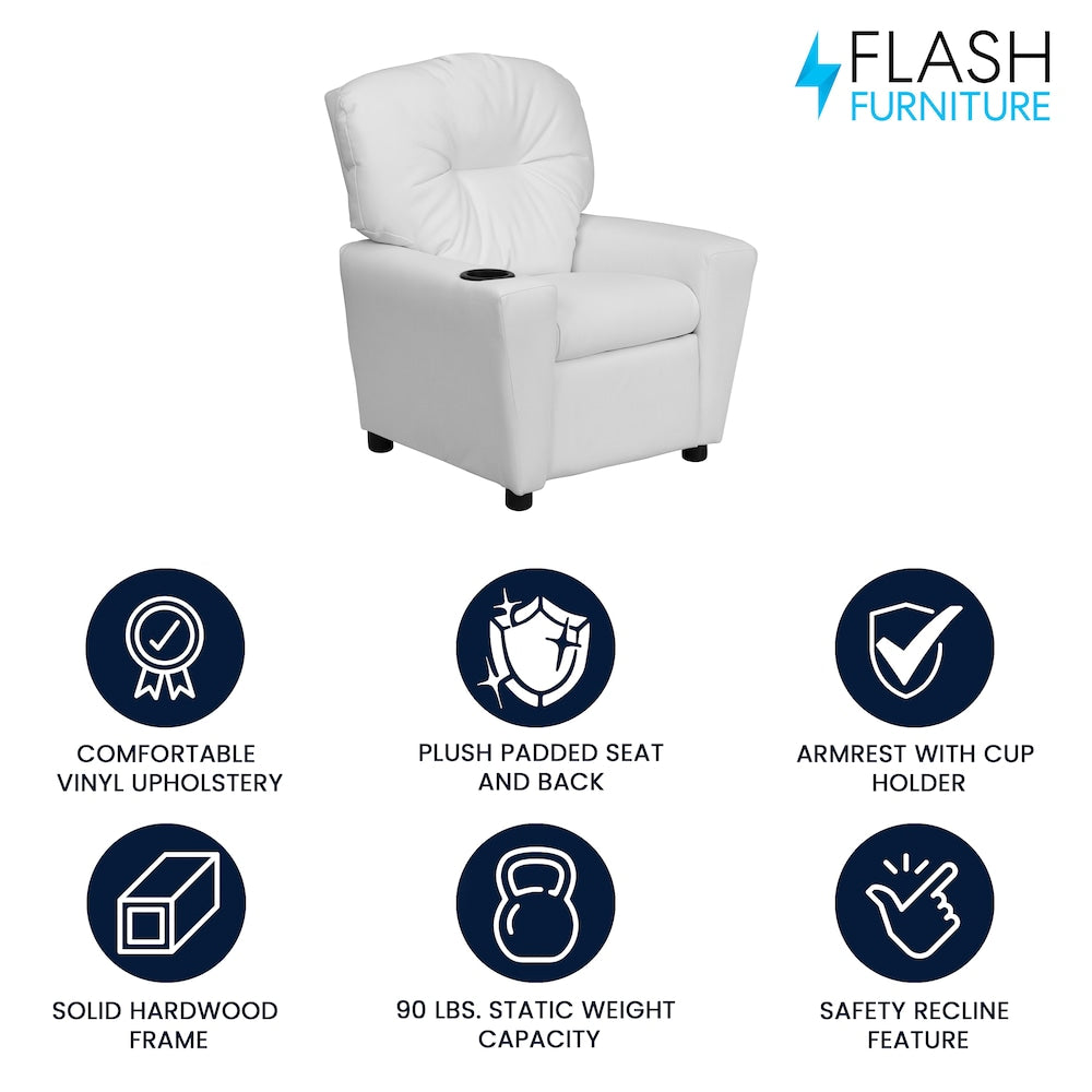 Fauteuil inclinable pour enfants en vinyle blanc