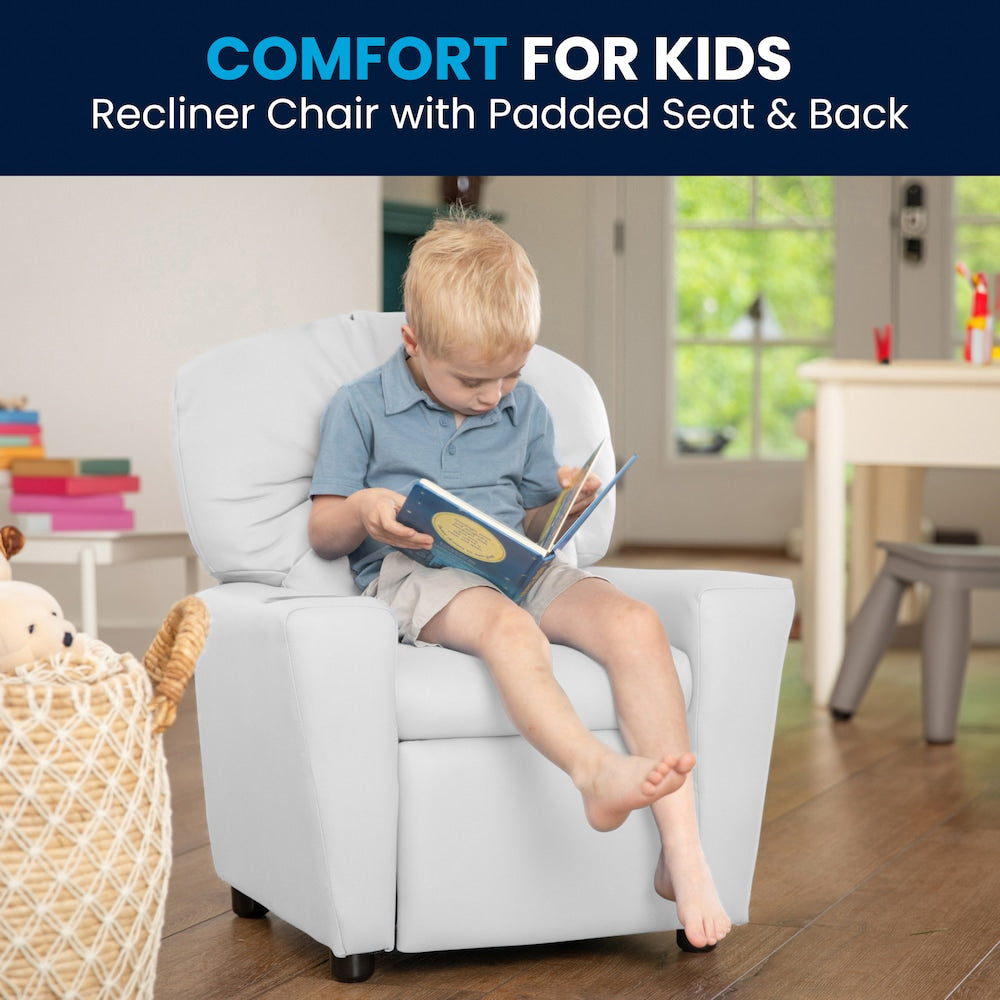 Fauteuil inclinable pour enfants en vinyle blanc