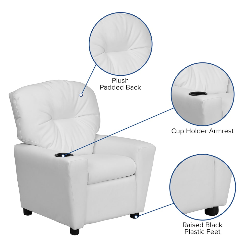 Fauteuil inclinable pour enfants en vinyle blanc