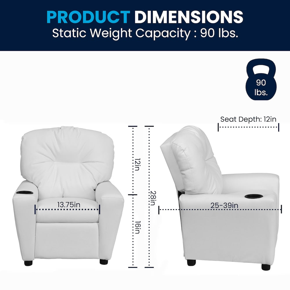 Fauteuil inclinable pour enfants en vinyle blanc