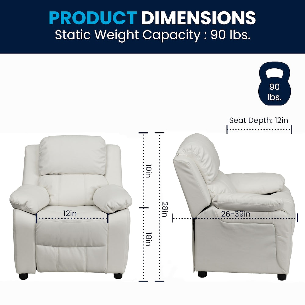 Fauteuil inclinable en vinyle blanc pour enfants