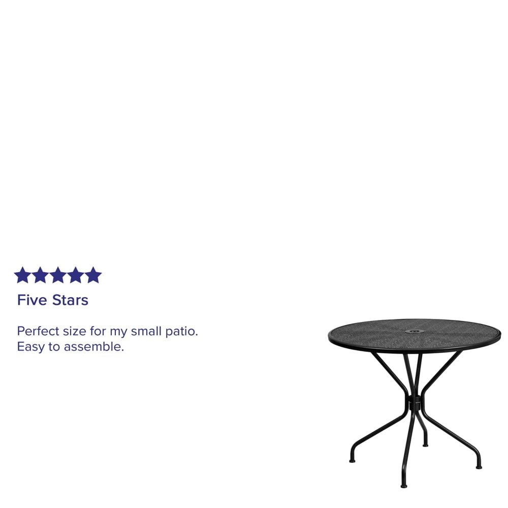 35.25'' Round Black Indoor-Outdoor Steel Patio Table