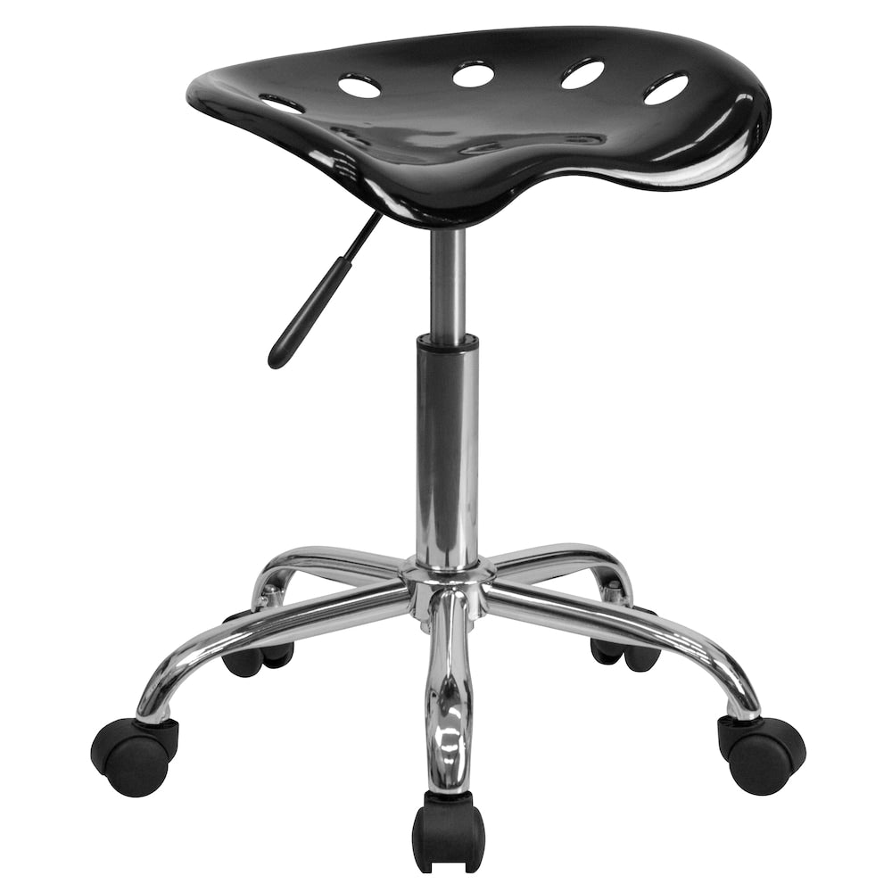 Siège de tracteur noir vibrant et tabouret chromé