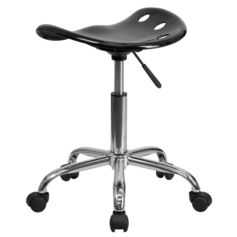 Siège de tracteur noir vibrant et tabouret chromé