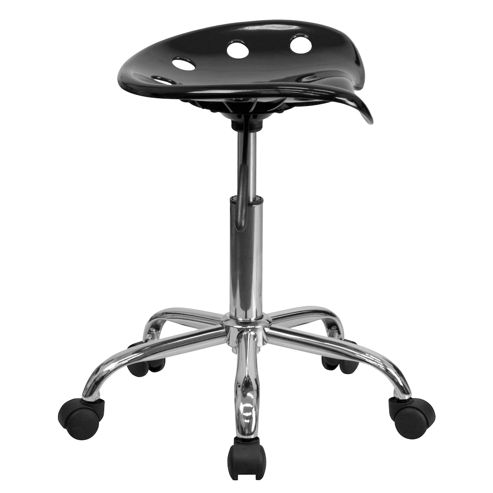 Siège de tracteur noir vibrant et tabouret chromé