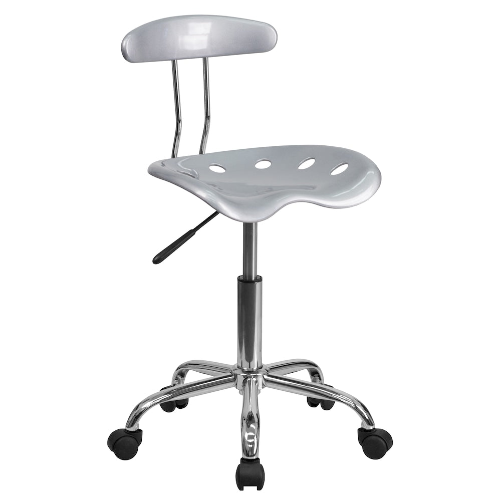 Chaise de travail pivotante en argent et chrome vibrant avec siège tracteur