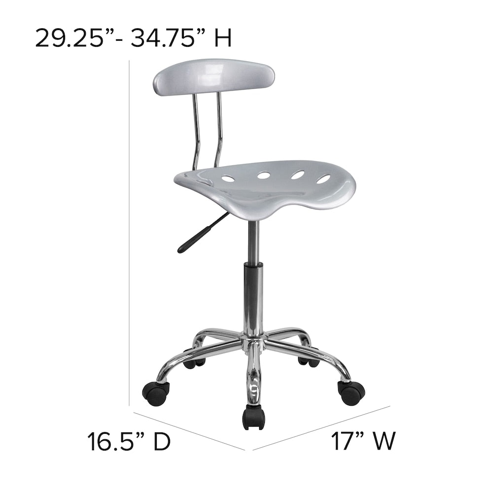 Chaise de travail pivotante en argent et chrome vibrant avec siège tracteur
