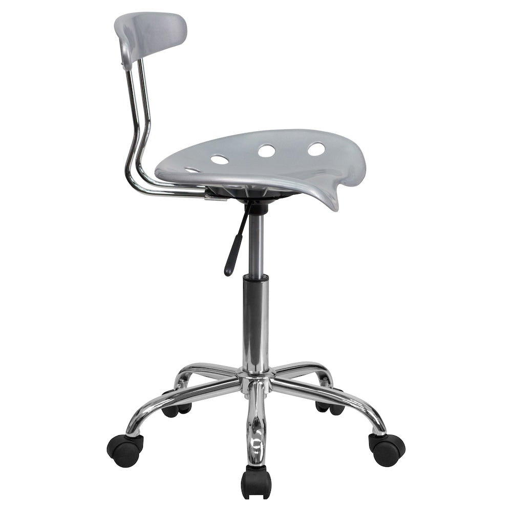 Chaise de travail pivotante en argent et chrome vibrant avec siège tracteur