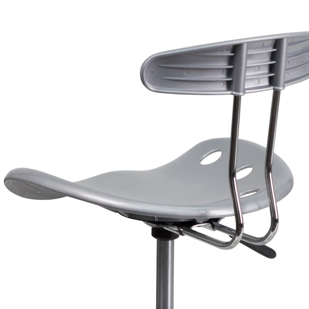 Chaise de travail pivotante en argent et chrome vibrant avec siège tracteur