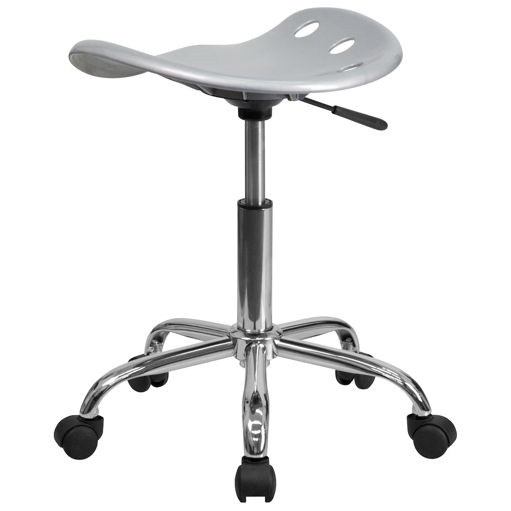 Siège de tracteur argenté vibrant et tabouret chromé