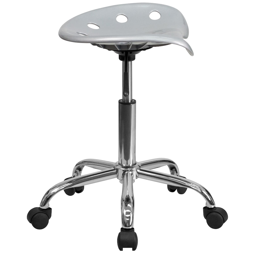 Siège de tracteur argenté vibrant et tabouret chromé