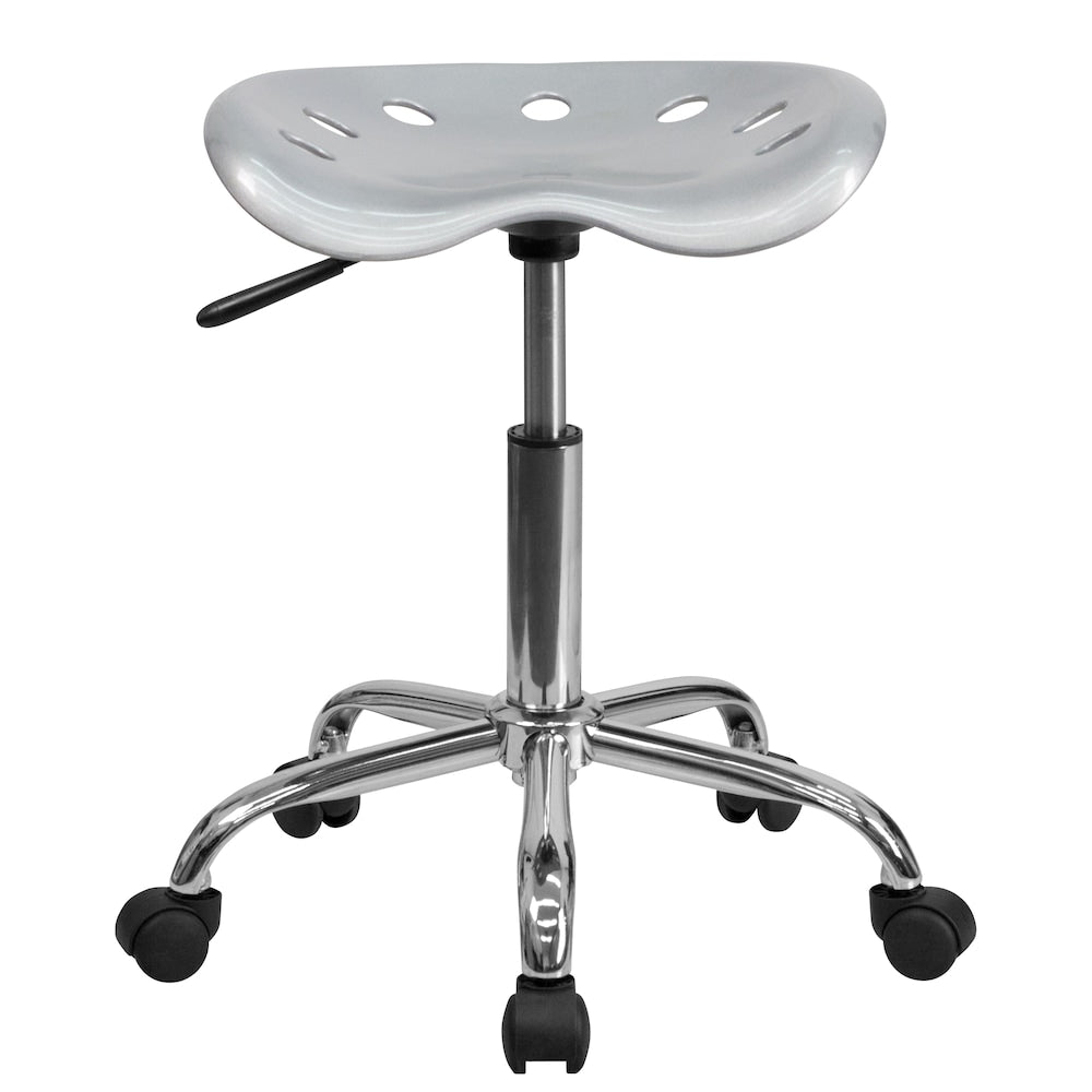 Siège de tracteur argenté vibrant et tabouret chromé