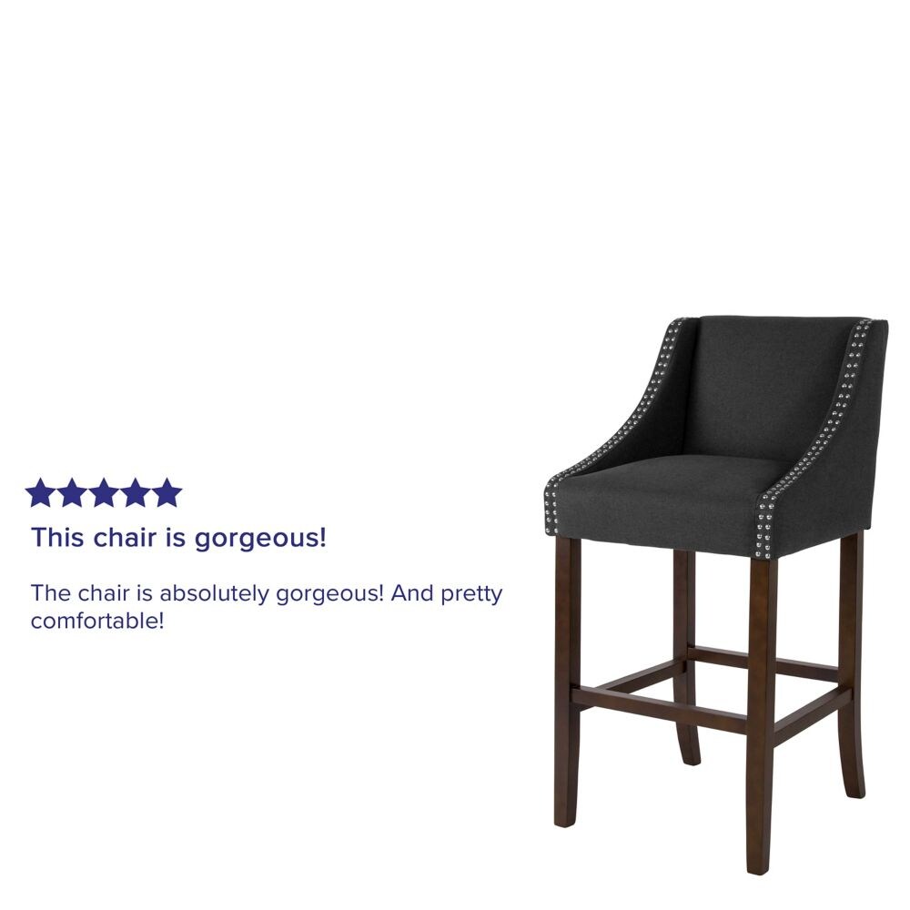 30" Charcoal Fabric/Wood Stool