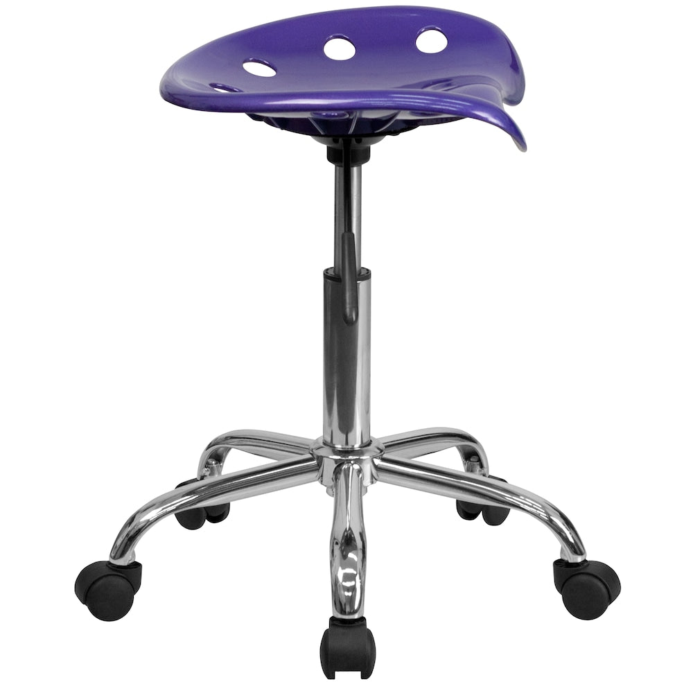 Siège de tracteur violet vibrant et tabouret chromé