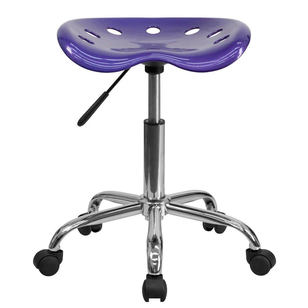 Siège de tracteur violet vibrant et tabouret chromé