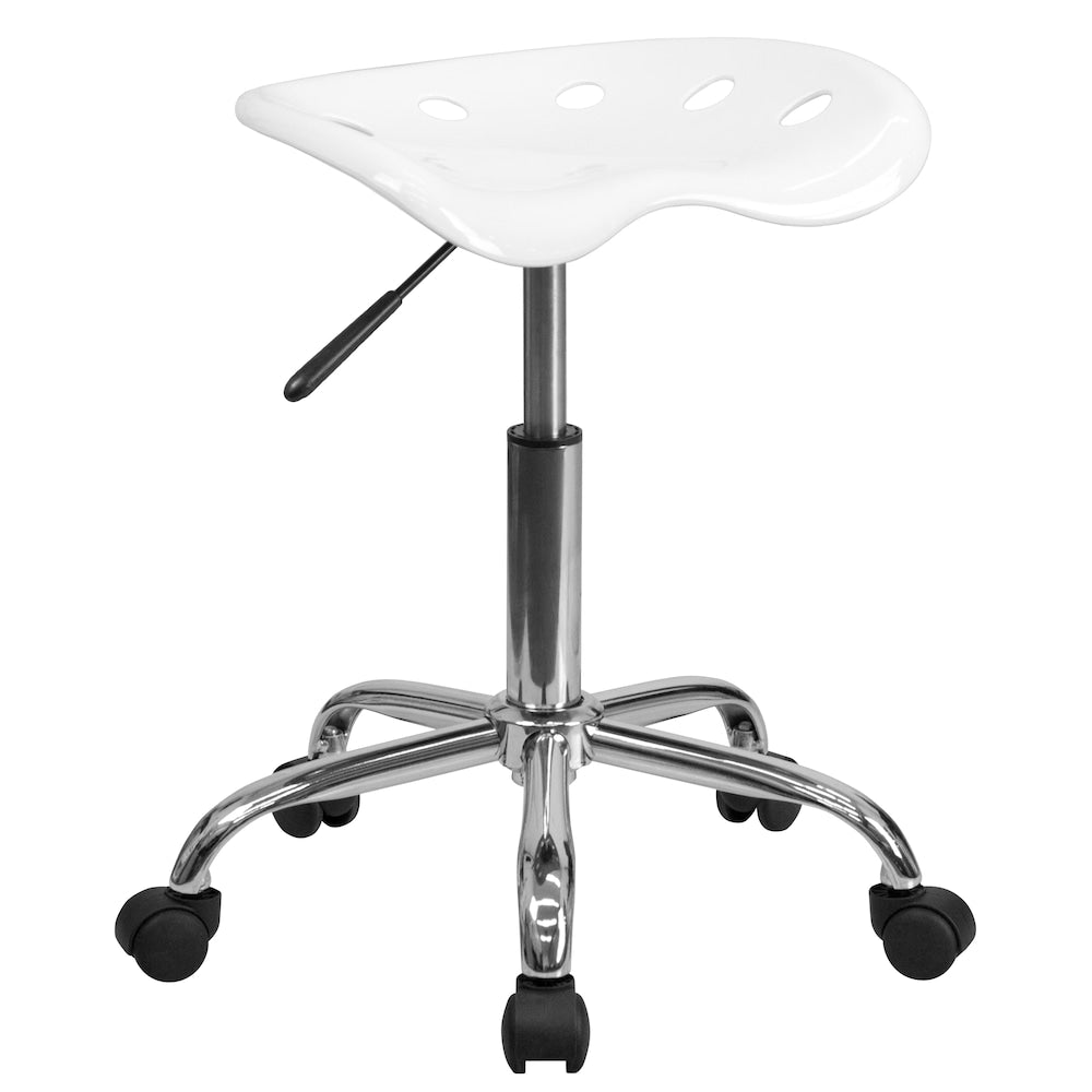 Siège de tracteur blanc vibrant et tabouret chromé
