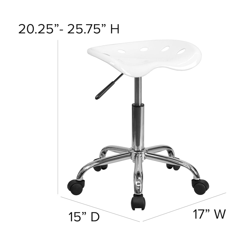 Siège de tracteur blanc vibrant et tabouret chromé