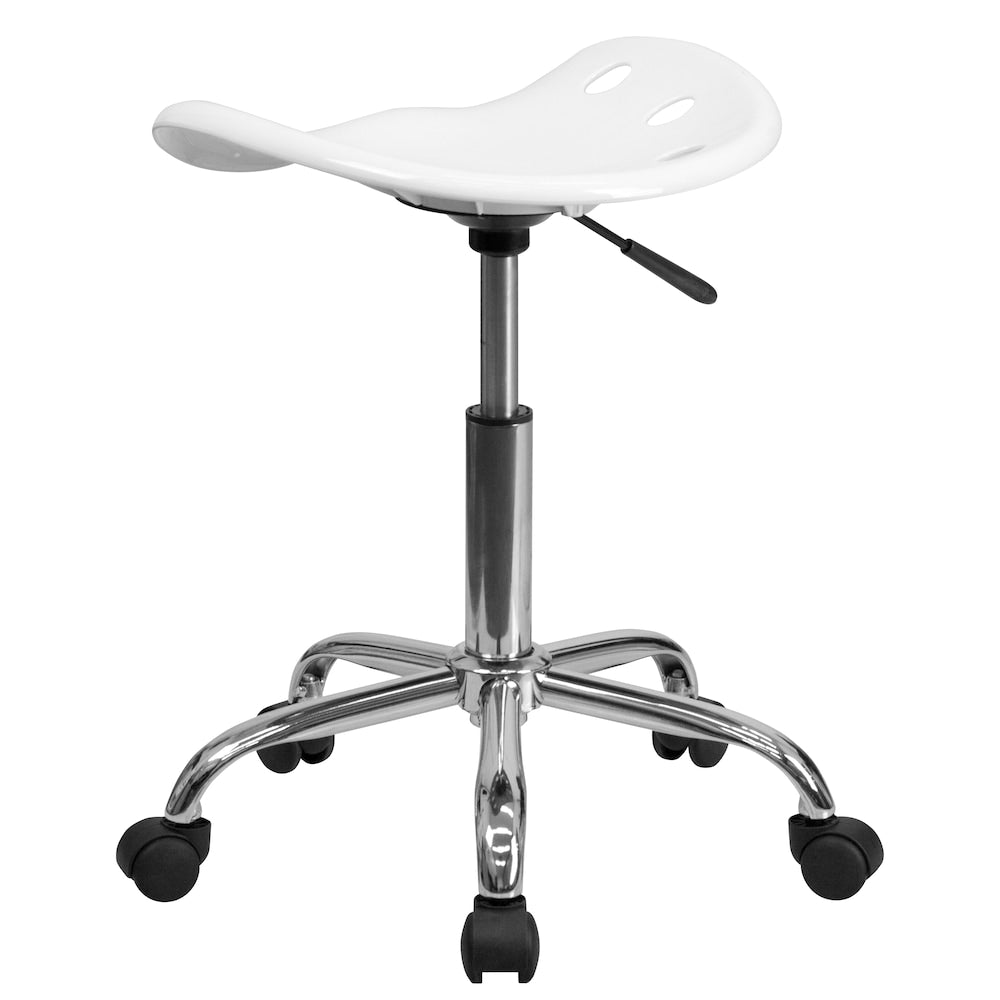 Siège de tracteur blanc vibrant et tabouret chromé