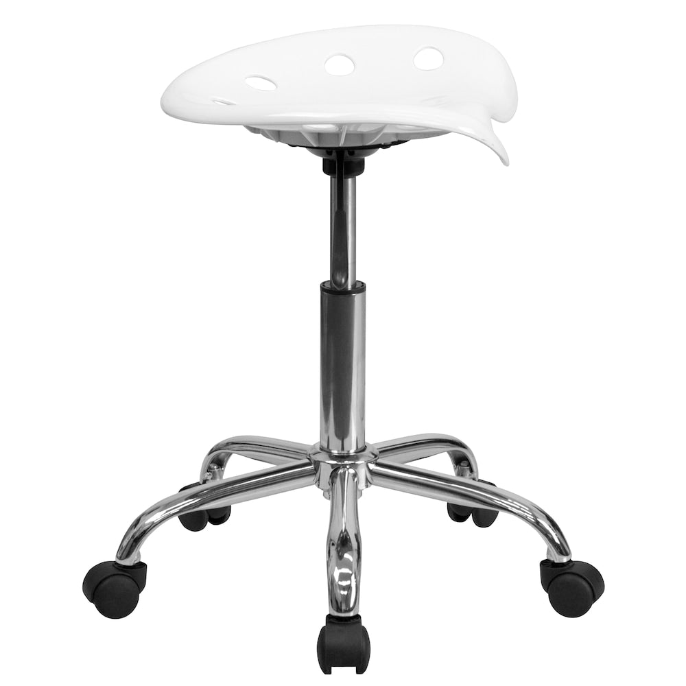 Siège de tracteur blanc vibrant et tabouret chromé