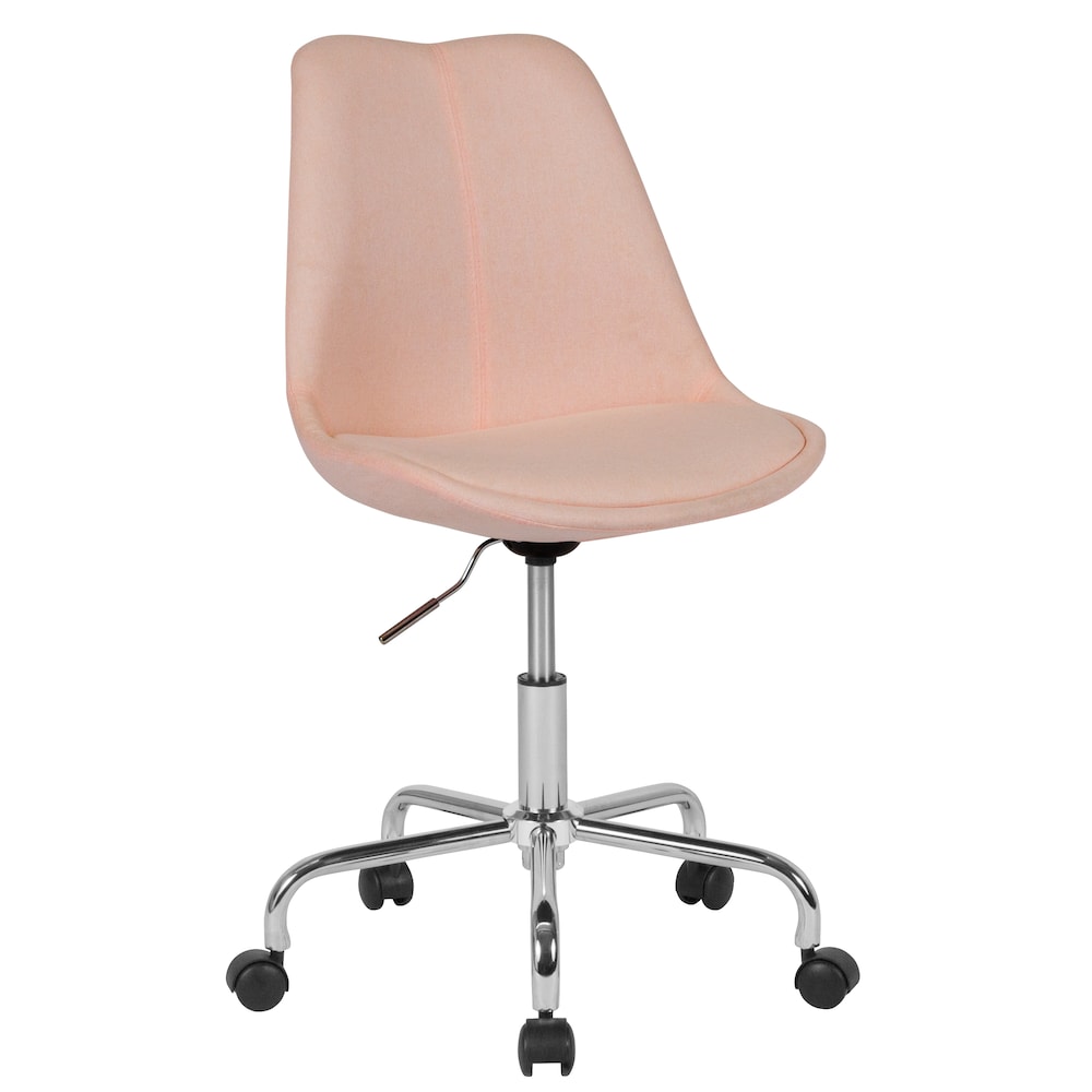 Aurora Series Mid-Back Pink Fabric Task Office Chair with Pneumatic Lift and Chrome Base