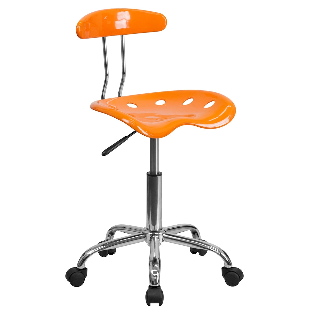 Chaise de travail pivotante orange vif et chromée avec siège tracteur