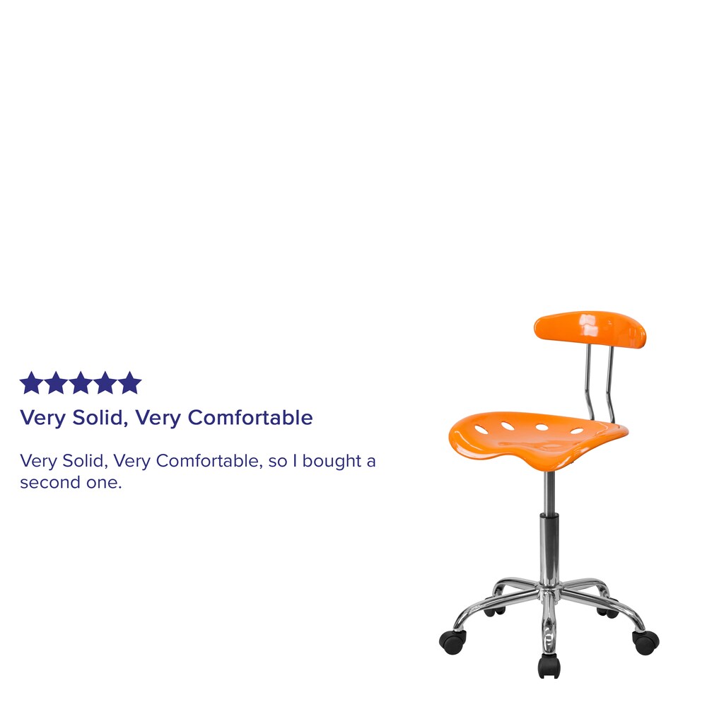 Chaise de travail pivotante orange vif et chromée avec siège tracteur