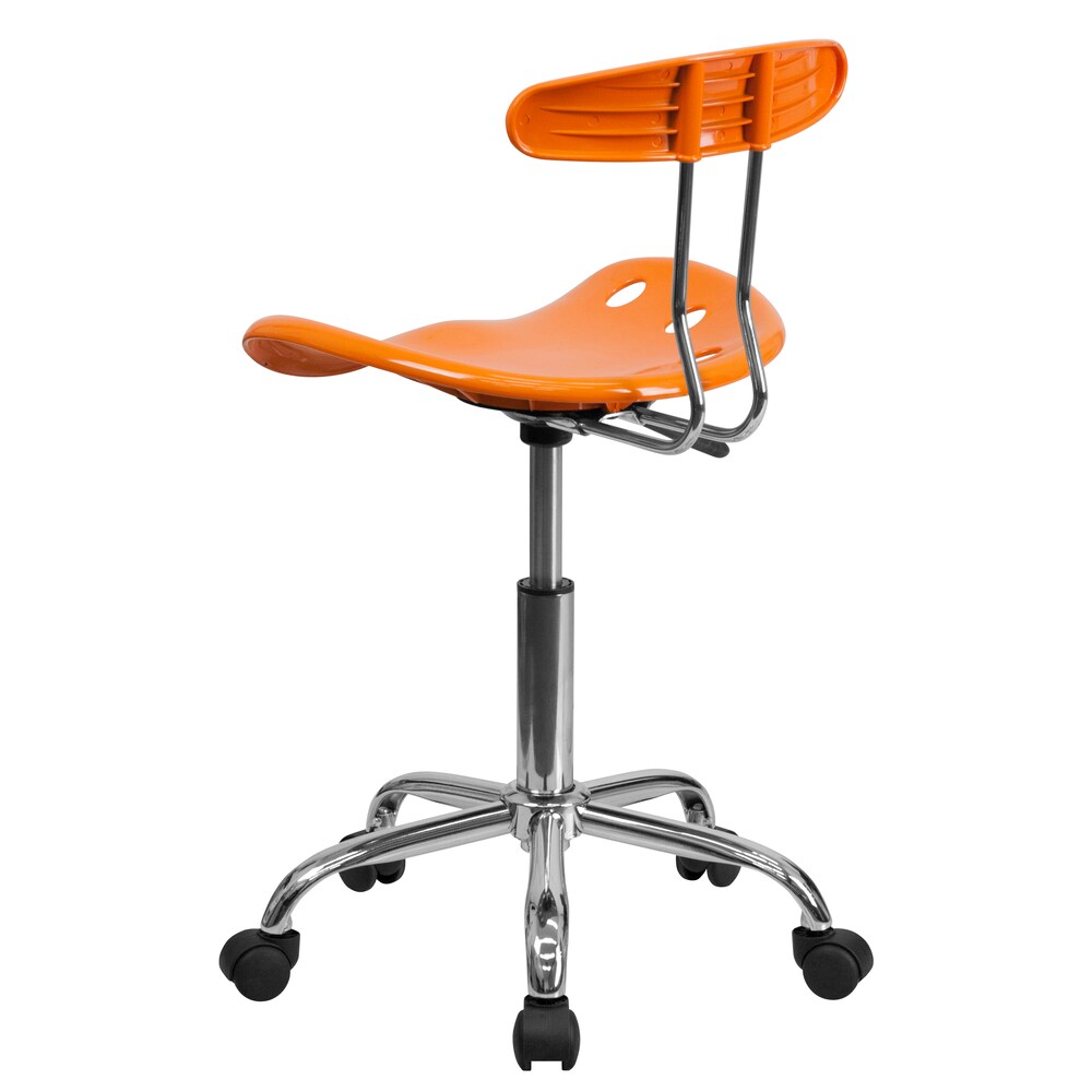 Chaise de travail pivotante orange vif et chromée avec siège tracteur