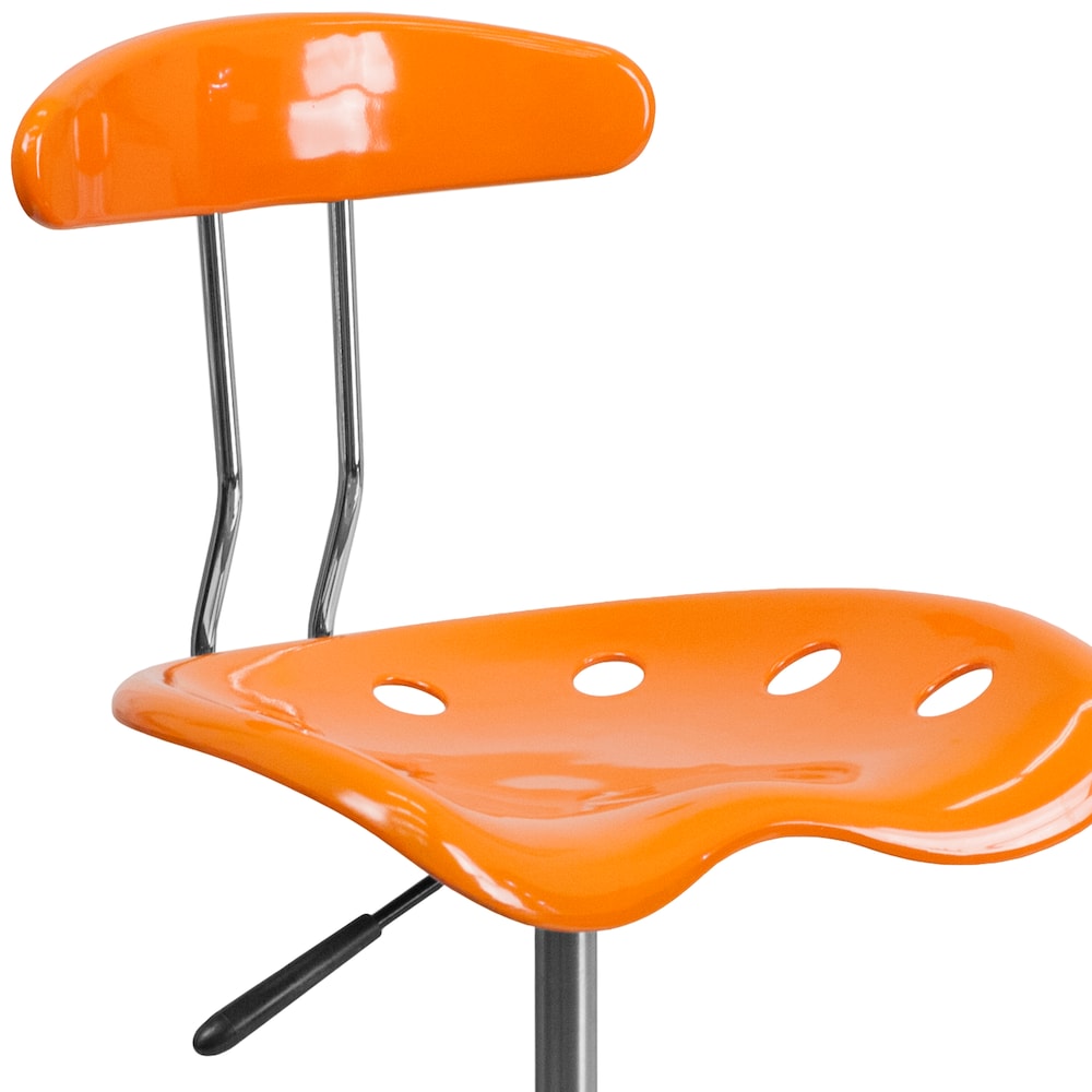 Chaise de travail pivotante orange vif et chromée avec siège tracteur