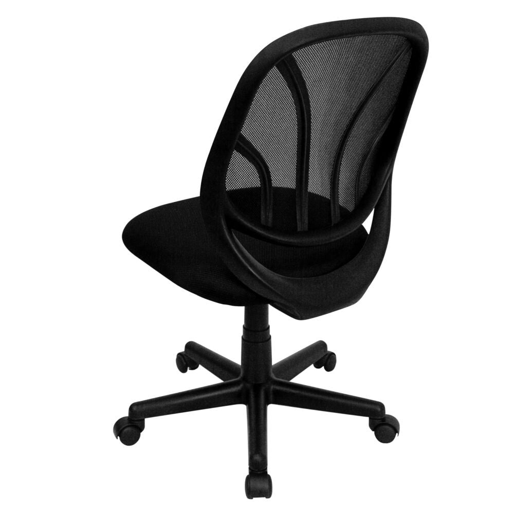 Chaise de travail pivotante à dossier moyen Y-GO Chair en maille noire