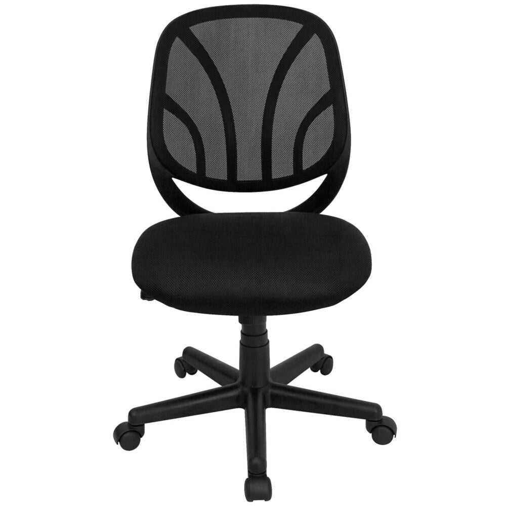 Chaise de travail pivotante à dossier moyen Y-GO Chair en maille noire