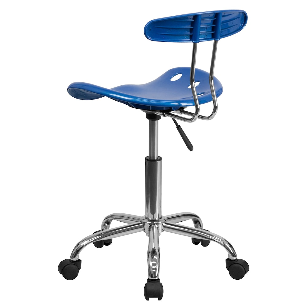 Chaise de travail pivotante bleu vif et chromée avec siège tracteur