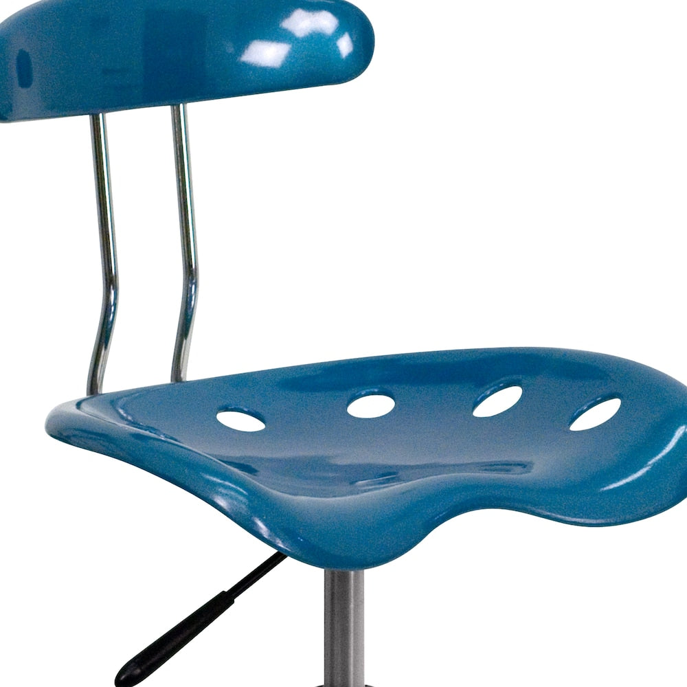 Chaise de travail pivotante bleu vif et chromée avec siège tracteur