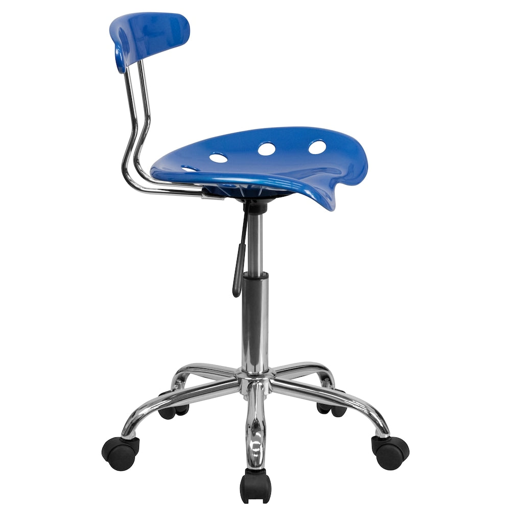 Chaise de travail pivotante bleu vif et chromée avec siège tracteur